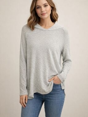 Hedge Lightweight Hooded Sweater Grey Minimalist Long Sleeve Casual